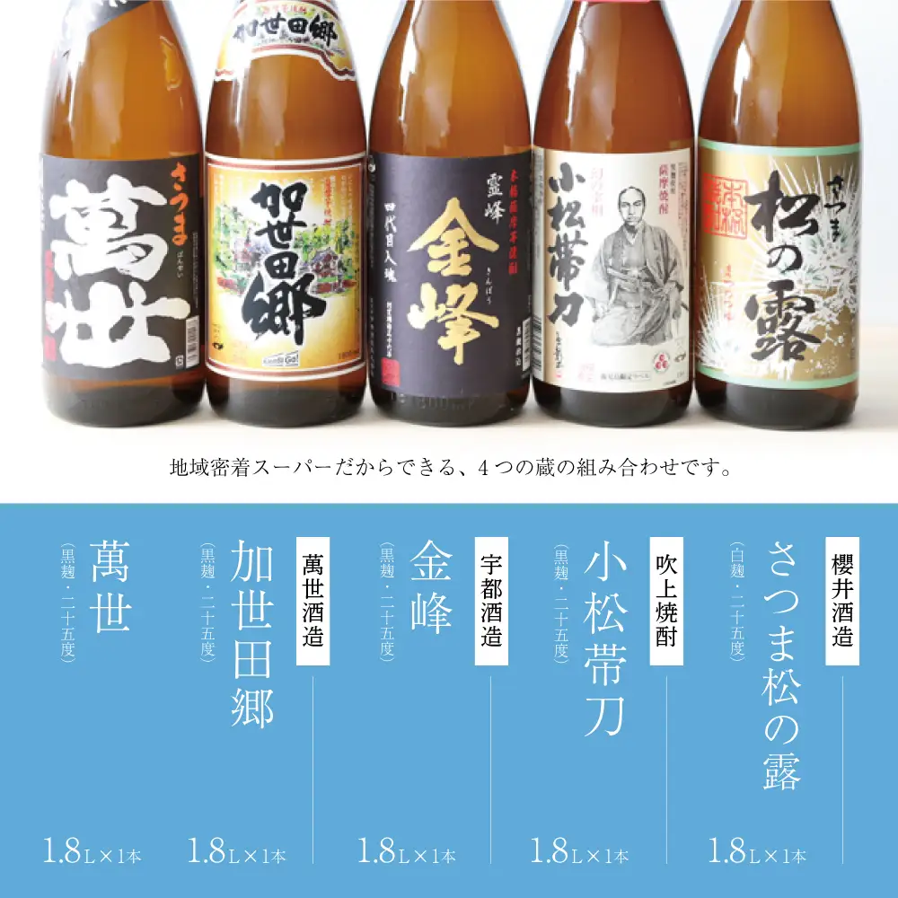 【本格芋焼酎】南さつま厳選芋焼酎1.8L 5本セット（翠） 飲み比べ 家飲み 宅飲み 芋焼酎 お酒 ギフト ご贈答 お湯割り 水割り ロック 南さつま市 プレゼント 記念品