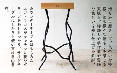 ヒノキのアイアンスツール 60cm Novo｜岡山産無垢材×鉄脚 スツール 日本製 西粟倉村 E-mp-A20A