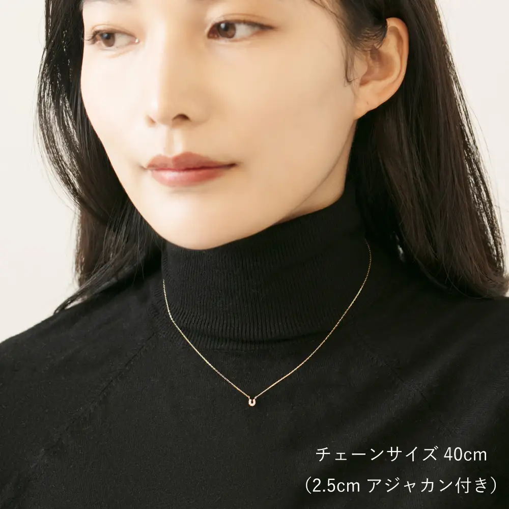 幸運の馬蹄(ばてい)デザイン！！K10イエローゴールドダイヤモンドネックレス アジャ付き 40cm / K10-01-11 金 ゴールド ダイヤ ジュエリー アクセサリー ギフト プレゼント レディース シンプル 定番 ネックレス