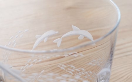 浅草切子 aquatic「Dolphin Fish Spiral オールド」2個セット 化粧箱入り_0012-027-T04
