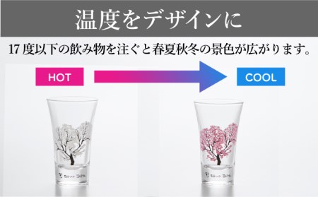 温度で変化する器 天開 グラス ペア 四季 セット 『冷感桜 ・ 花火 ・ 紅葉 ・ 雪結晶』【丸モ高木陶器】 グラス コップ セット おしゃれ ペア ガラス 冷感 贈答 贈り物 ギフト  [TBA140]