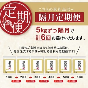 SG0145　【隔月6回定期便】無洗米はえぬき　5kg×6回(計30kg)　農家直送『いいあん米』AG