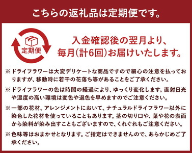 【6カ月定期便】 ドライフラワーリース Mサイズ ドライフラワー リース デザインおまかせ フラワーアレンジ インテリア 花 プレゼント ドライフラワー 送料無料《90日以内に出荷予定(土日祝除く)》