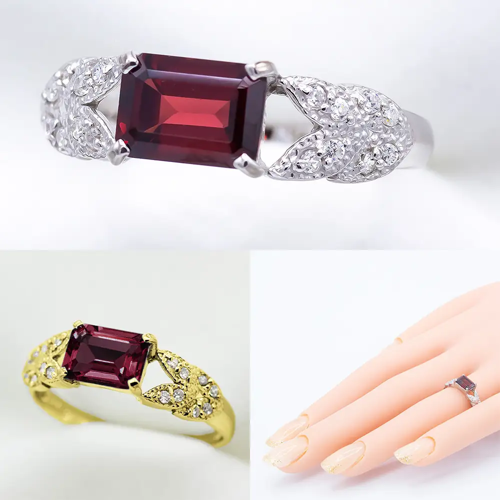 ガーネット リング 1ct 1カラット K10 10金 ホワイトゴールド イエローゴールド （14421） [山梨 指輪 リング ガーネット ホワイトゴールド イエローゴールド ゴールド ジュエリー ダイヤモンド ] 山梨県 甲斐市 BR-16