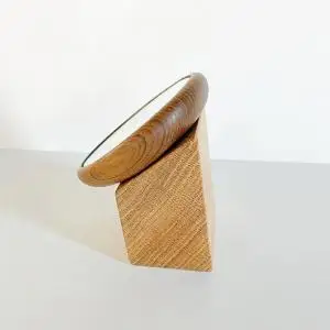 【Face Mirror　チーク材+オーク材】ハンドミラー（手鏡）スタンドミラー（卓上）ウォールミラーとしても＜フェイスミラー＞ プレゼント 父の日 母の日 入学 卒業 就職 MUFactory
