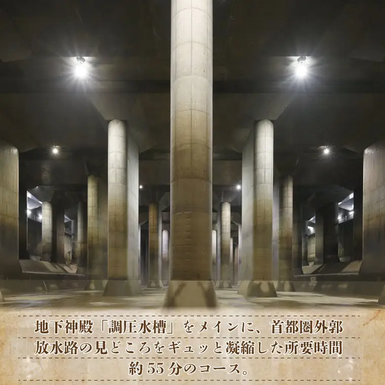 地下神殿コンシェルジュがご案内　首都圏外郭放水路　地下神殿見学コースペアチケット（引換券）【埼玉県 春日部市 観光 社会科見学 非日常 おでかけ 週末 デート 夫婦 友人 記念日 旅行】(BM001)