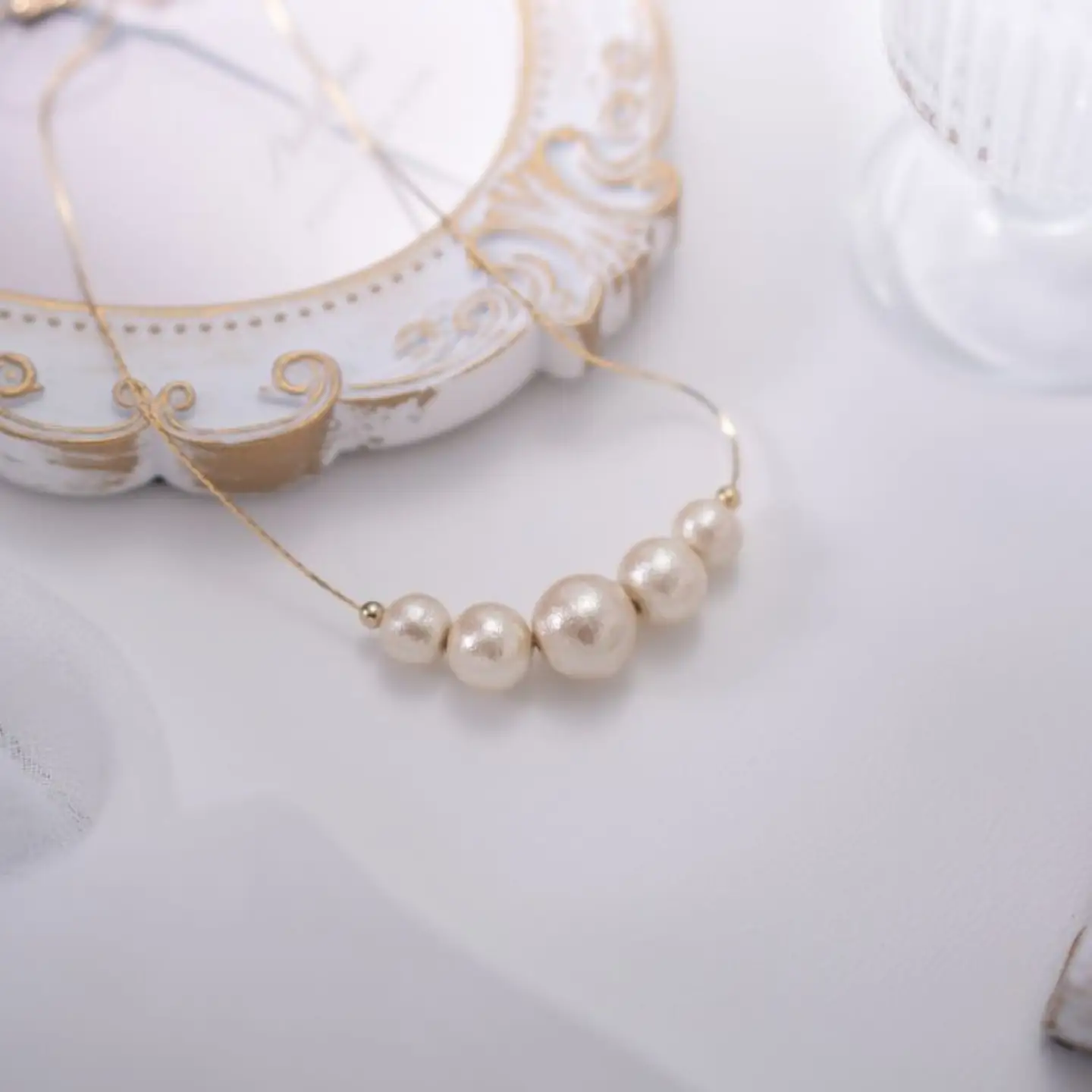 コットンパール「キスカ」ゴールドチェーンネックレス｜　パール アクセサリー 結婚式 ネックレス パーティー プレゼント 入学式 卒業式 コットンパール 