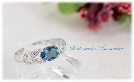 サンタマリア アクアマリン リング 0.6ct 0.6カラット ダイヤモンド 0.11ct 0.11カラット K18 18金 ホワイトゴールド （13387） [山梨 指輪 リング アクアマリン ダイヤモンド ホワイトゴールド ゴールド ジュエリー] 山梨県 甲斐市 BR-19