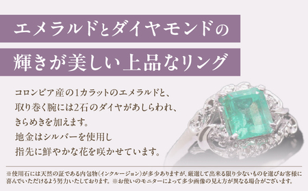 エメラルド リング 1ct 1カラット SV925 シルバー925（14425） [山梨
