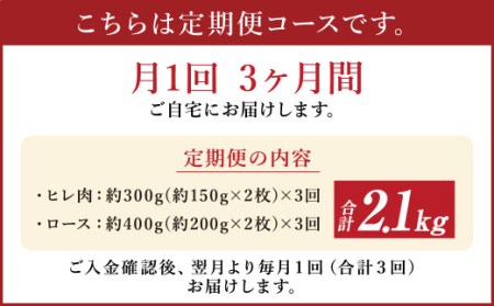 【3ヶ月定期便】 あか牛 ヒレ ステーキ 約300g・ ロース ステーキ 約400g 合計約700g×3回 食べ比べ 国産 牛肉
