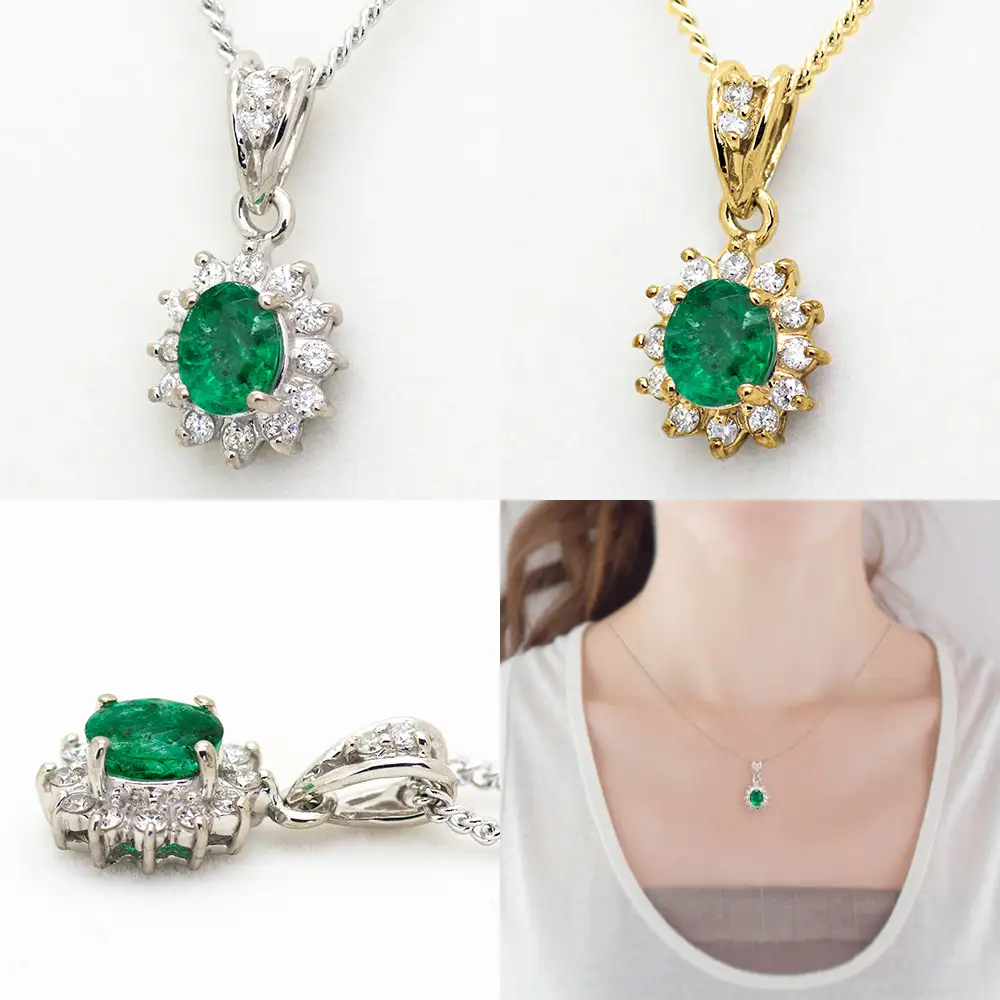 エメラルド ペンダント 0.4ct 0.4カラット K10 10金 ホワイトゴールド （13403） [山梨 ペンダント ネックレス エメラルド ホワイトゴールド ゴールド ジュエリー ダイヤモンド 天然 ] 山梨県 甲斐市 BR-48