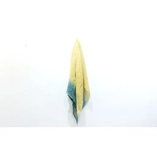 【石垣島の藍染工房】リネン 大判 ストール【カラー:藍×福黄】