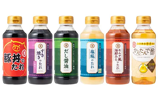 【マルノー山形】マルノー調味料6種7本セット（だし醤油、塩麹のたれ、キムチ風海鮮みそのたれ、すき焼きのたれ、かんたんで酢、豚丼のたれ） 【料理・鍋・簡単】 F2Y-5430
