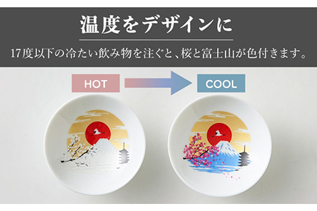 【美濃焼】温度で変化する酒器 平盃ペアセット 『冷感富士山』【丸モ高木陶器】 [TBA146]