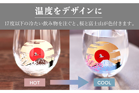 温度で変化する器 フリーグラス ペア セット 『冷感 富士山』【丸モ高木陶器】 [TBA148]