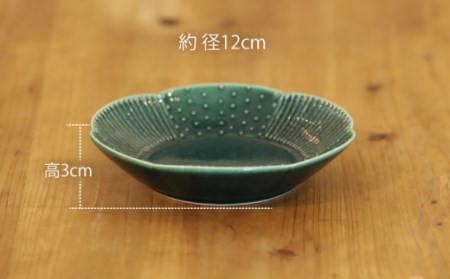 輪花皿グリーン小1点 NAT019 