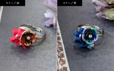 九谷焼×布花アクセサリー九谷花（KUTANIKA）リング