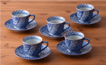 【波佐見焼】祥瑞コーヒー碗皿5点セット 食器 皿 【洸琳窯】 [GE05]  波佐見焼