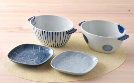 【波佐見焼】どんぶり 角皿 含む オリジナルセットアップ商品 食器 皿 【陶芸ゆたか／アイユー】 [NB62] 波佐見焼