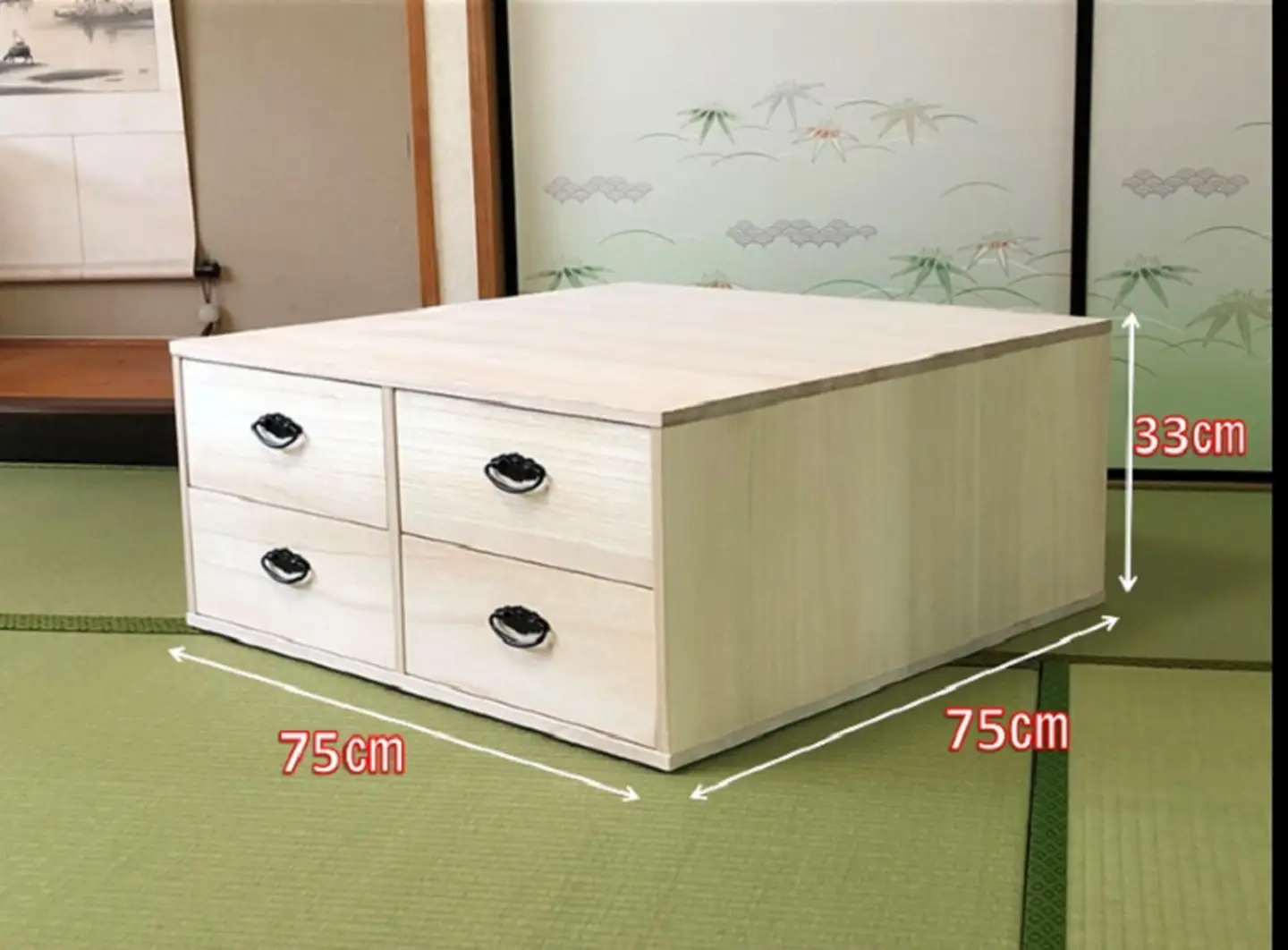 桐たんす 総桐押入収納布団台4杯引 75C：B910-001