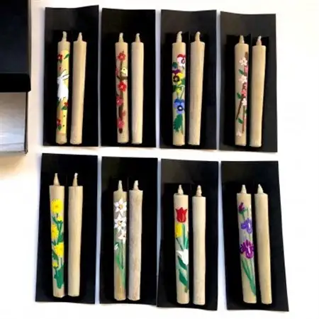 国内産ハゼの実蝋を100%使用 【岡崎手描き絵ろうそく】コロー絵入り2本3セット(詰め合わせ)【1379606】