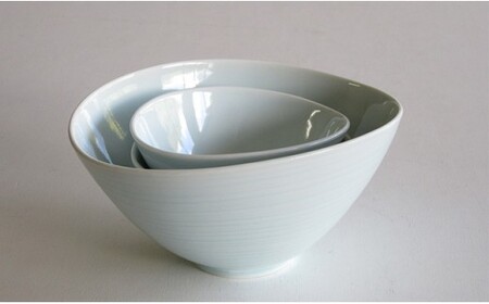 ARITA PORCELAIN LAB (アリタポーセリンラボ) 青白磁 なぶり鉢セット 有田焼 サラダボウル スープボウル モダン A45-388