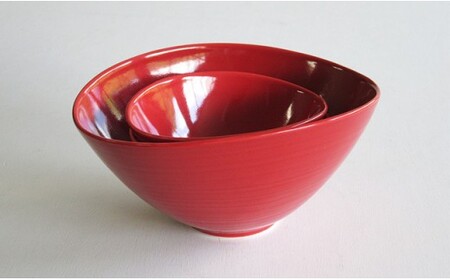 ARITA PORCELAIN LAB (アリタポーセリンラボ) 赤釉 なぶり鉢セット 有田焼 サラダボウル スープボウル モダン A55-164