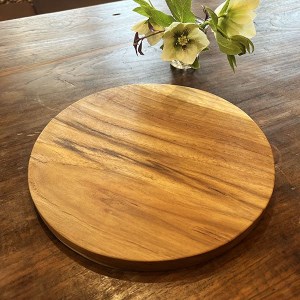 無垢　チーク材　ラウンドカッティングボード２５ｃｍ
