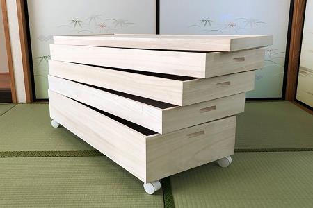 桐たんす 総桐着物収納4段キャスター付 KR-4CM：B690-002