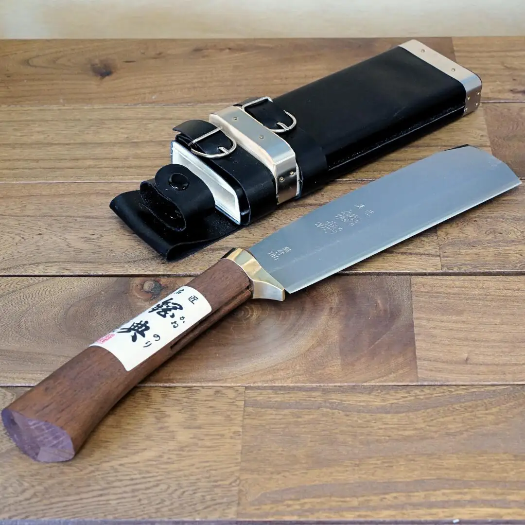 最高級鞘鉈 鋼付 片刃 180 焚き火 キャンプ アウトドア