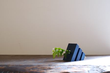 一輪挿し 木製 ひのき 藍染め インディゴ 工芸品 組み合わせ自由 家具屋アカトシロ ニッポンノシキ(R) アオ｜B53