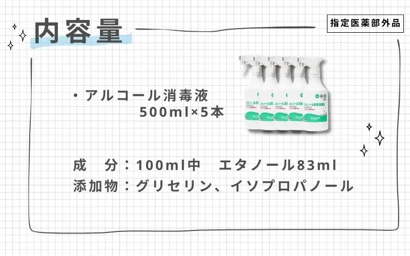 手指・皮膚の洗浄・消毒用 アルコール消毒液 500ｍl×5本【cgiy0001】