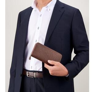 M2207-1 栃木レザー 「硬派な紳士の ラウンド財布 」 チョコ