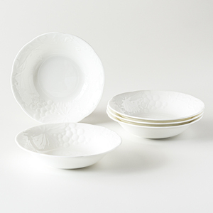 三重ナルミ】 食器 16cm ボウル 深鉢 ホワイト 5枚セット [鳴海製陶