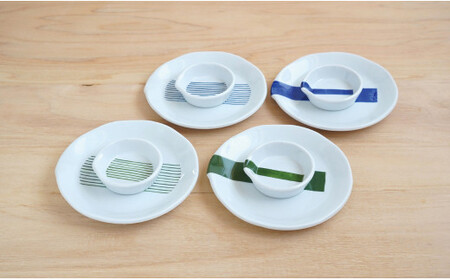 有田焼 とり皿と千代口のセット4種（ライン）【やきもの工房こすず】 皿 食器 うつわ 器 ギフト 贈り物 30000円 3万円 A30-692