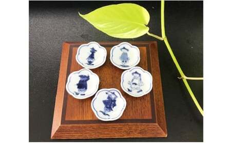 青花 絵変り梅型箸置5個セット 小島芳栄堂 箸置き はしおき 和柄 日本柄 梅 花 35000円 3.5万円 A35-561