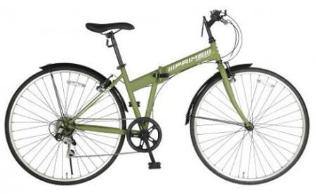 700C６スピード折りたたみクロスバイク　色：カーキ　※沖縄・離島への発送は出来ません  サイクリング アウトドア 折りたたみ 折り畳み式  クロスバイク 通勤 通学 おしゃれ 組み立て不要