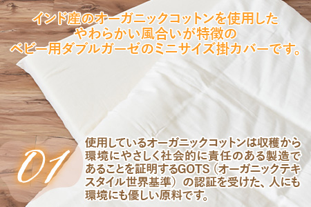 オーガニックダブルガーゼのベビー用掛カバー（ミニ） 2枚組