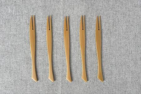 ＜湯布院・カトラリー専門　甲斐のぶお工房＞竹製 さかなフォーク（12.5cm）5本 | カトラリー