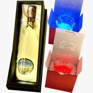 光るスパークリングワイン BigDipperルミナス LEDリモコン付き＆光るグラスペアのセット (ギフトBOX付き)_B115-009