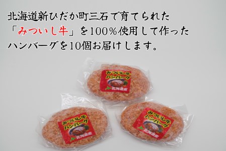 北海道産 黒毛和牛 みついし牛 ハンバーグ 計 1kg （ 100g × 10個 ）