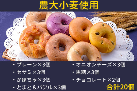 ＜YASUKICHIベーグル(農大パン)7種類20ケ入＞翌月末迄に順次出荷【c443_sk_x2】