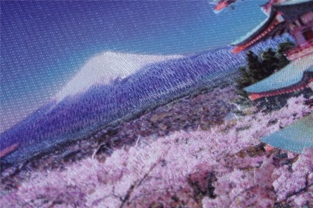 富士の刺繍絵 1 新倉山浅間公園　インテリア 絵画 ギフト 刺繍 