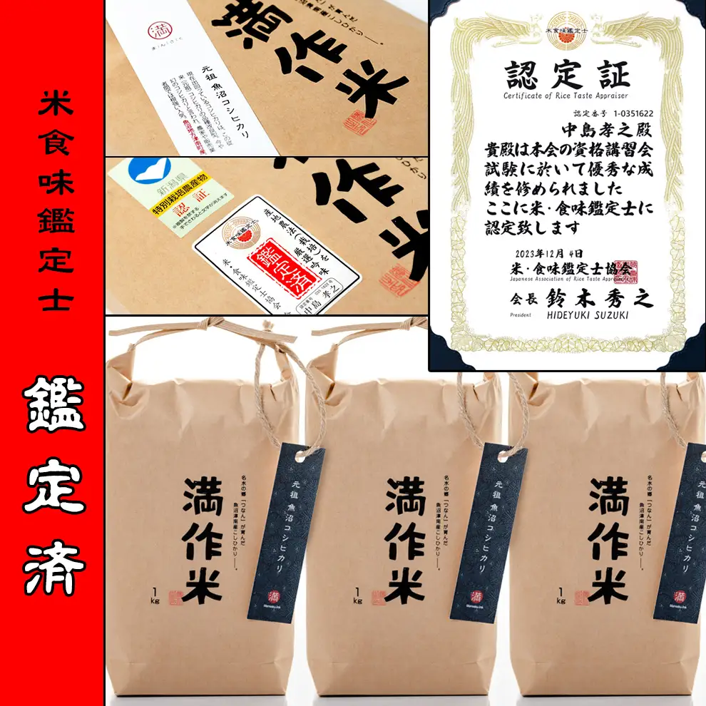 【2025年産 】【県認証】 元祖魚沼産従来コシヒカリ 3kg(1kg×3袋) |津南町 魚沼産 コシヒカリ
