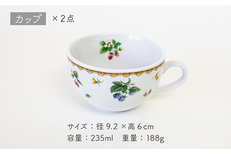 【美濃焼】 フルーツハーモニー ペア 碗皿 スプーン 付き 【金陶苑】[TBX020]