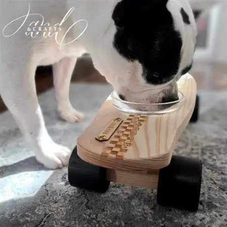 【＆CRAFTS】Pet bowls stand-2BOWLS-(Black)※名入れプレート付き【1378240】