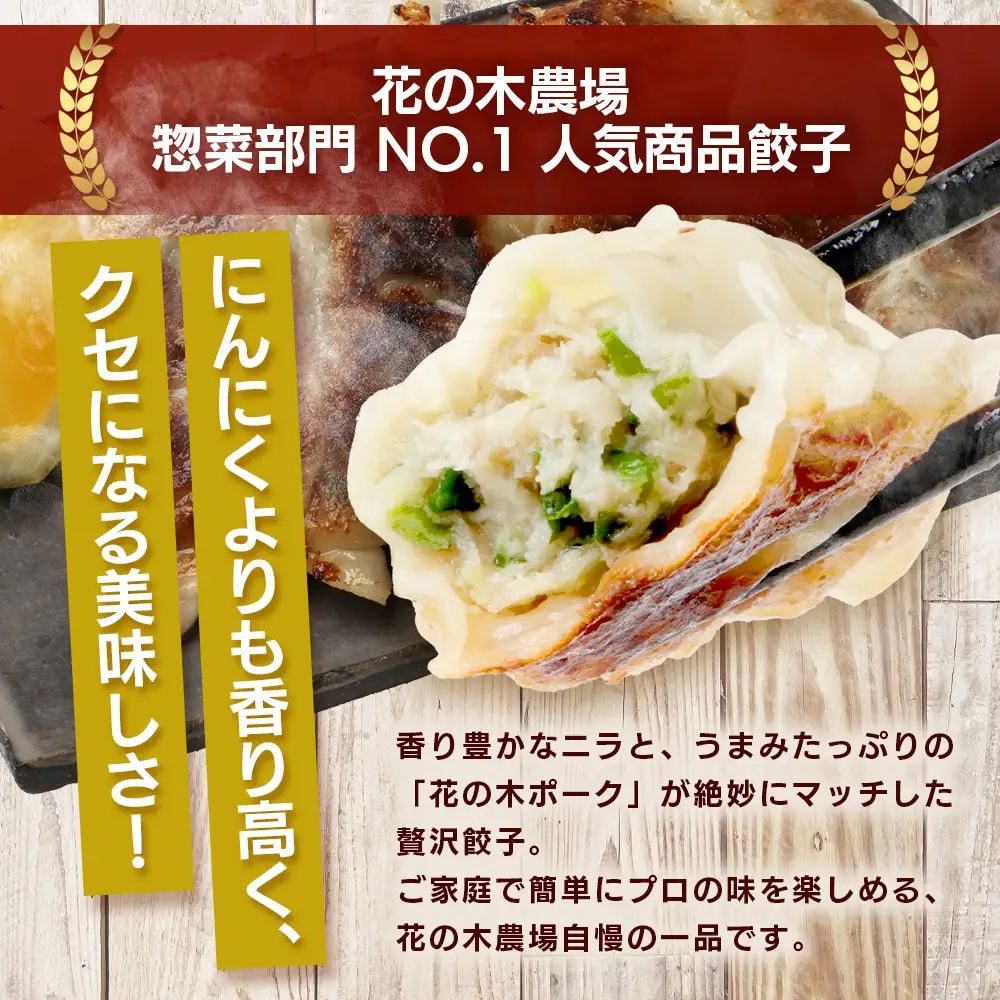 花の木農場【ニラ餃子】50個 HK-502｜ぎょうざ ギョーザ ギョウザ 餃子 揚げ餃子 スープ餃子 冷凍餃子 ニラ キャベツ 肉 豚肉 冷凍 冷凍食品 惣菜 弁当 おかず 工場直送 簡単調理 国産 厳選 ノウフク 第2花の木ファーム