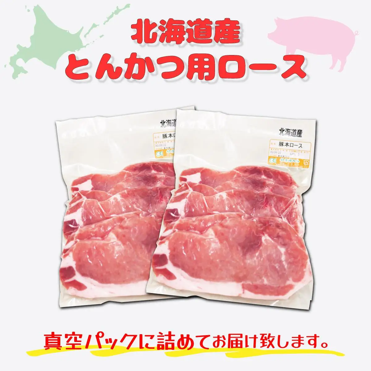北海道産豚肉・とんかつ用ロース1.2kg（120g×10枚） F21H-429