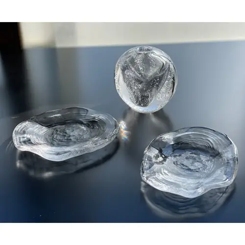 水の球体一輪挿し　渚の小皿 No.187