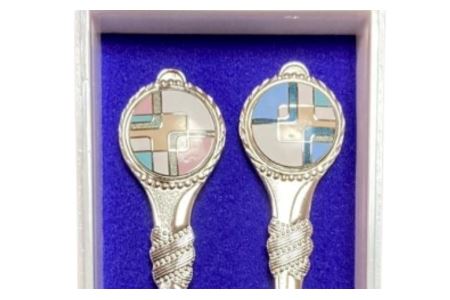 円の中の幾何学 スプーン・フォークセット【東京七宝】【004-002】